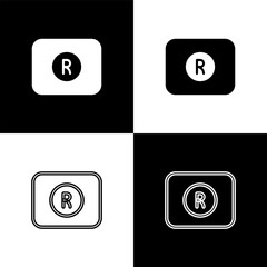 Poster - Set Record button icon isolated on black and white background. Rec button. Vector