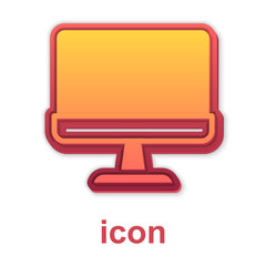 Poster - Gold Computer monitor screen icon isolated on white background. Electronic device. Front view. Vector