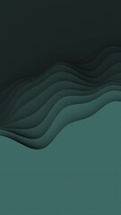 Wall Mural - paper cut abstract animation background loop. 3d tidewater green paper craft seamless waves. vertica
