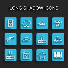 Poster - set line loading, unknown document, mobile recording, star, server, data, web hosting, ufo flying sp