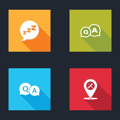 Poster - set speech bubble with snoring, question and answer, and location service icon. vector