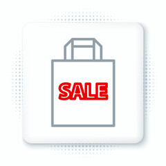 Poster - Line Shoping bag with an inscription Sale icon isolated on white background. Handbag sign. Woman bag icon. Female handbag sign. Colorful outline concept. Vector