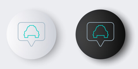 Poster - Line Map pointer with taxi icon isolated on grey background. Location symbol. Colorful outline concept. Vector