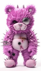 Wall Mural - a purple teddy bear with spikes on its head