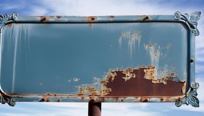 Poster - old blank rusty metal sign isolated on transparent or white background png
