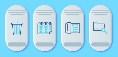 Poster - Set line Calendar, Telephone, Trash can and Search concept with folder icon. Vector