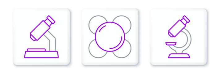 Poster - set line microscope, and molecule icon. vector