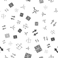 Poster - Set Arrow, Intersection point, and Hierarchy organogram chart on seamless pattern. Vector