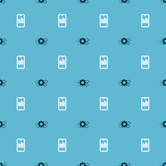 Poster - Set Time management and Mobile with graph on seamless pattern. Vector