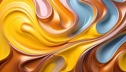 Wall Mural - abstract liquid metal texture in vibrant red orange and blue hues modern art design for print card poster