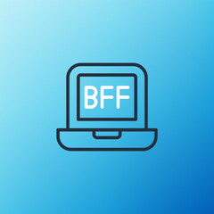 Wall Mural - Line BFF or best friends forever icon isolated on blue background. Colorful outline concept. Vector