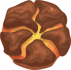 Poster - Round chocolate pastry with a star shaped filling showing from above