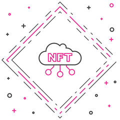 Poster - Line NFT cloud icon isolated on white background. Non fungible token. Digital crypto art concept. Colorful outline concept. Vector