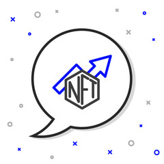 Poster - Line NFT growth bar chart icon isolated on white background. Non fungible token. Digital crypto art concept. Colorful outline concept. Vector