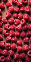 Canvas Print - Fresh raspberry fruit food background. Top view, flat lay