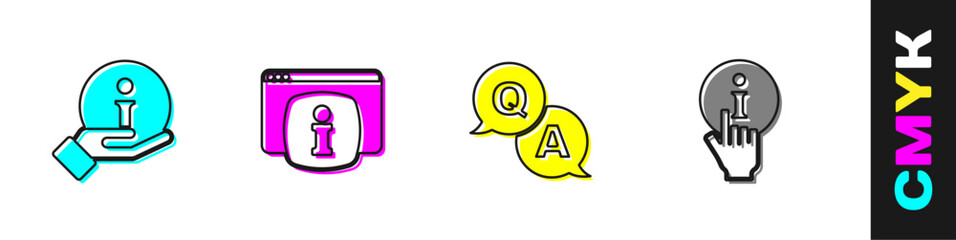 Poster - Set Information, Monitor with FAQ information, Question and Answer and icon. Vector
