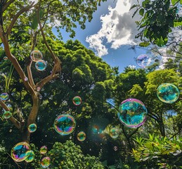 Wall Mural - soap bubbles in the sky