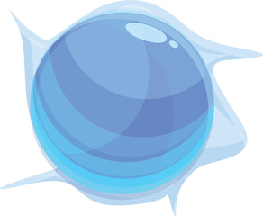 Poster - Blue sphere is floating, surrounded by abstract shapes, creating a sense of mystery and intrigue