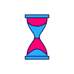 Poster - Filled outline Old hourglass with flowing sand icon isolated on white background. Sand clock sign. Business and time management concept. Vector