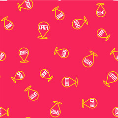 Poster - Line Data analysis icon isolated seamless pattern on red background. Business data analysis process, statistics. Charts and diagrams. Vector