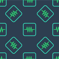 Poster - Line Resistor in electronic circuit icon isolated seamless pattern on blue background. Vector