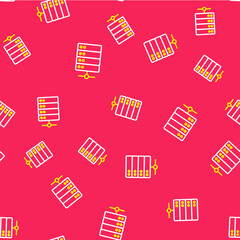 Poster - Line Server, Data, Web Hosting icon isolated seamless pattern on red background. Vector