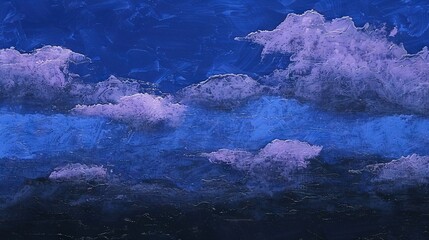 Wall Mural -   A blue sky with white clouds in the foreground and background