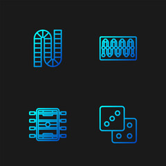 Sticker - Set line Game dice, Hockey table, Board game and . Gradient color icons. Vector