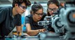 © Georgii - Group of focused students working together on a project in a technology lab