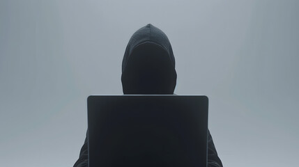 Poster - a human in black hoodie using a laptop