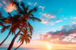 © 3r1k_ai - Silhouette of palm trees Beautiful sunset on the tropical sea beach background.