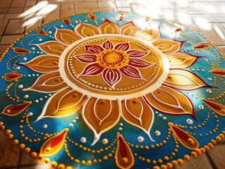 Wall Mural - Flower on Tile Floor