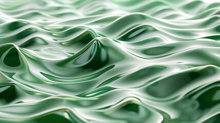 Wall Mural - an abstract, textured surface with glossy green waves. The undulating pattern creates an intriguing visual effect