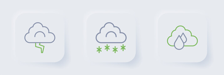 Set line Cloud with rain, snow and and lightning icon. Vector