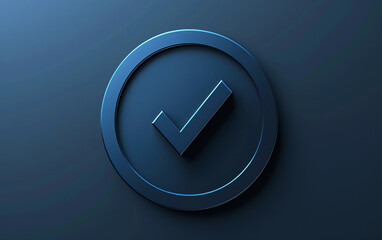 3D Blue Checkmark Icon on Dark Background