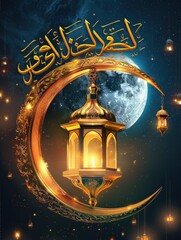 Wall Mural - lantern and crescent moon