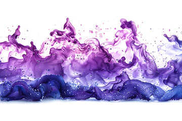 Wall Mural - Purple watercolor drop dispersion on transparent background.