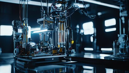 Poster - Futuristic Robotic Laboratory with Precision Microchip Assembly