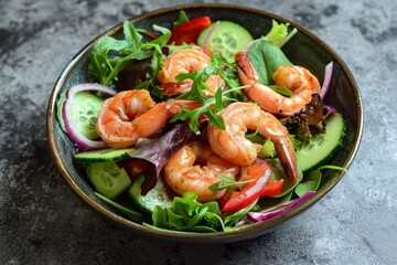 Wall Mural - Salad with Tiger Prawns