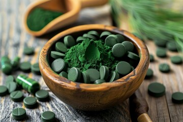 Sticker - Spirulina powder and tablets are in the bowl