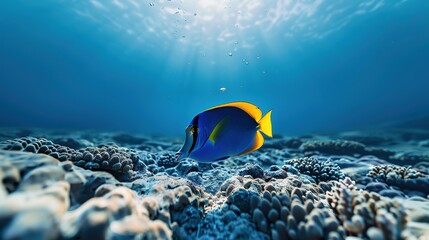Poster - Regal Tang Fish swimming in the open ocean