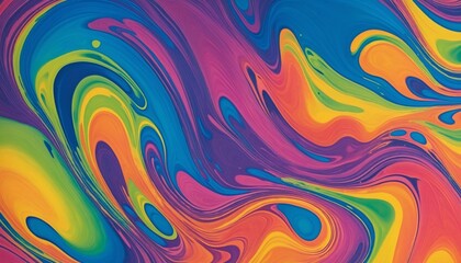 Wall Mural - colorful splash painting with vibrant blue gradient drops on a glowing background, creating a disco-
