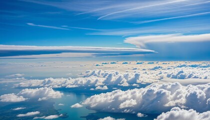 Canvas Print - Seamless pattern of picturesque landscape with fields and clouds under a blue sky, creating a peaceful and serene atmosphere
