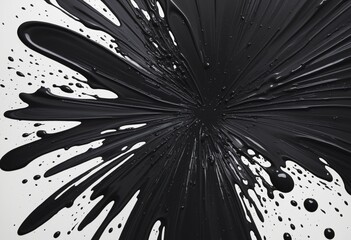 Wall Mural - japanese-inspired black and white abstract design with wet brush strokes and ink splatters on isolat