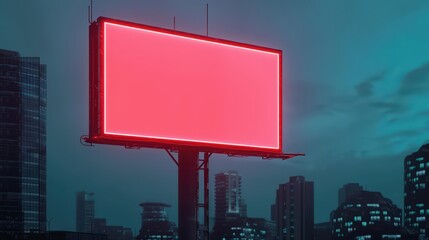 Minimalist depiction of a blank city billboard with abstract cyber visuals and clean design with copy space
