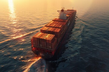 Poster - Large cargo ship at sea