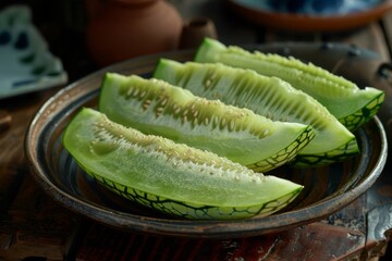 Wall Mural - Bitter melon dishes served on plate