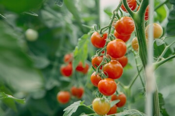 Poster - Vibrant ripe cherry tomatoes grown in a greenhouse