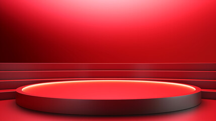 Wall Mural - red podium with gradient light background