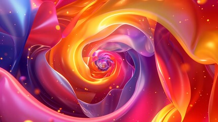Poster - Captivating 3D music-themed background with swirling shapes and vibrant colors creating a dynamic visual.